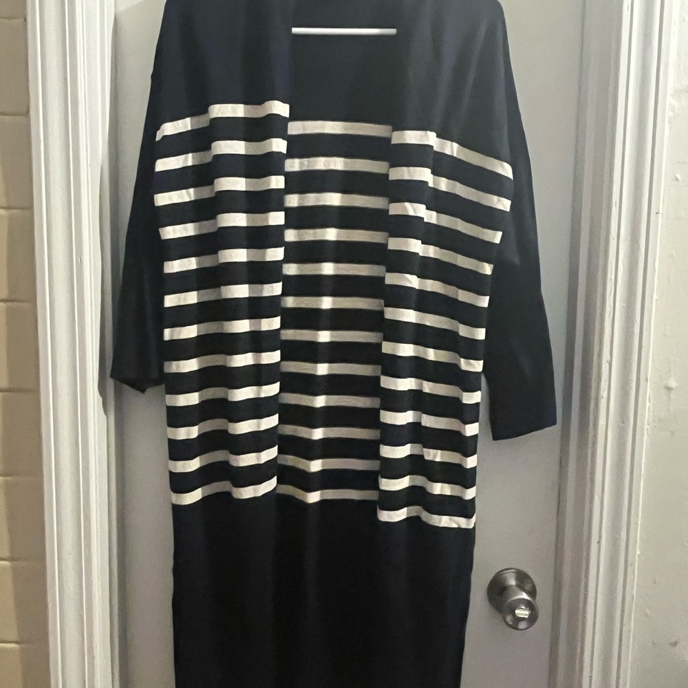 LOFT Black and White Striped Jacket